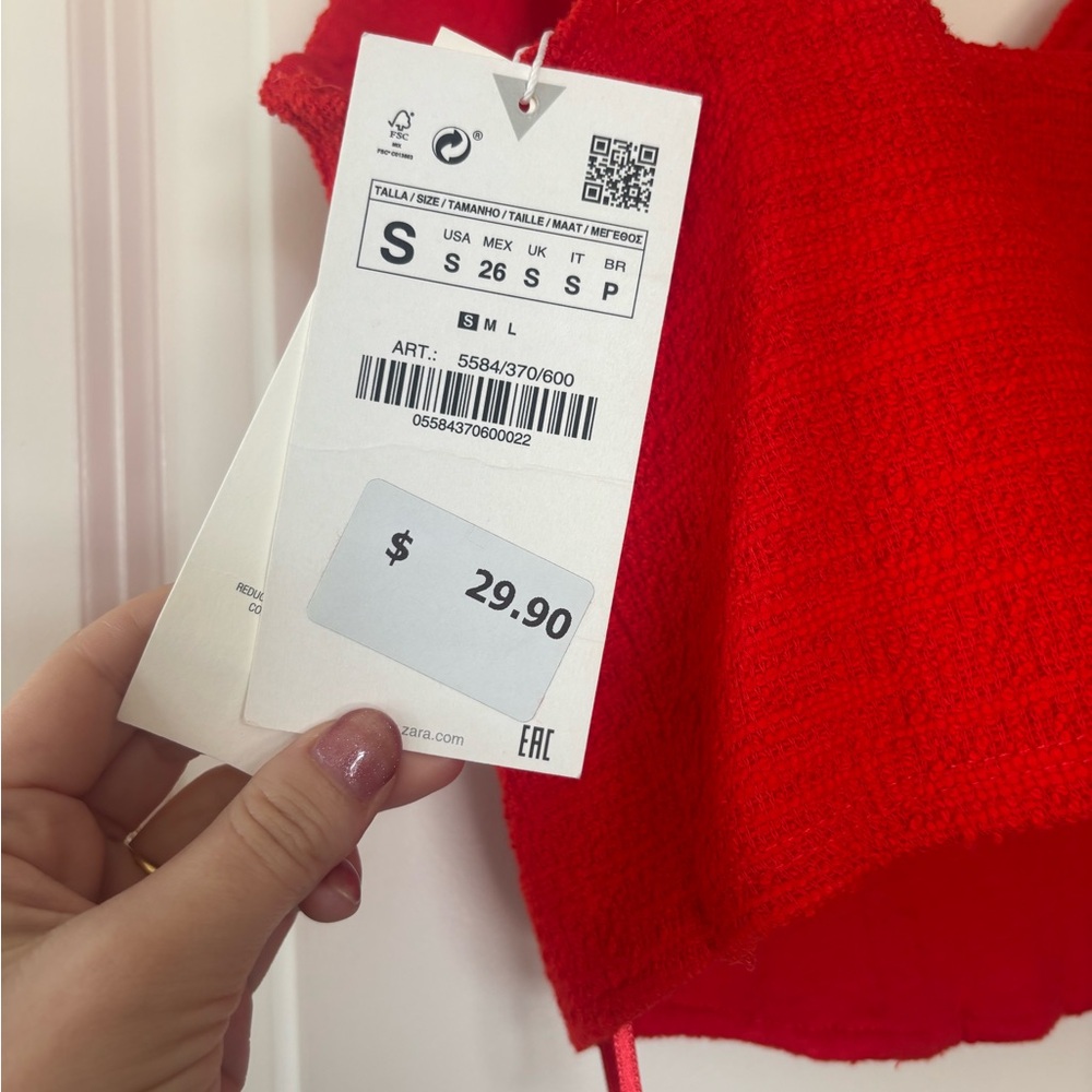 Zara Red Ribbed Corset Top - Picture 3 of 4